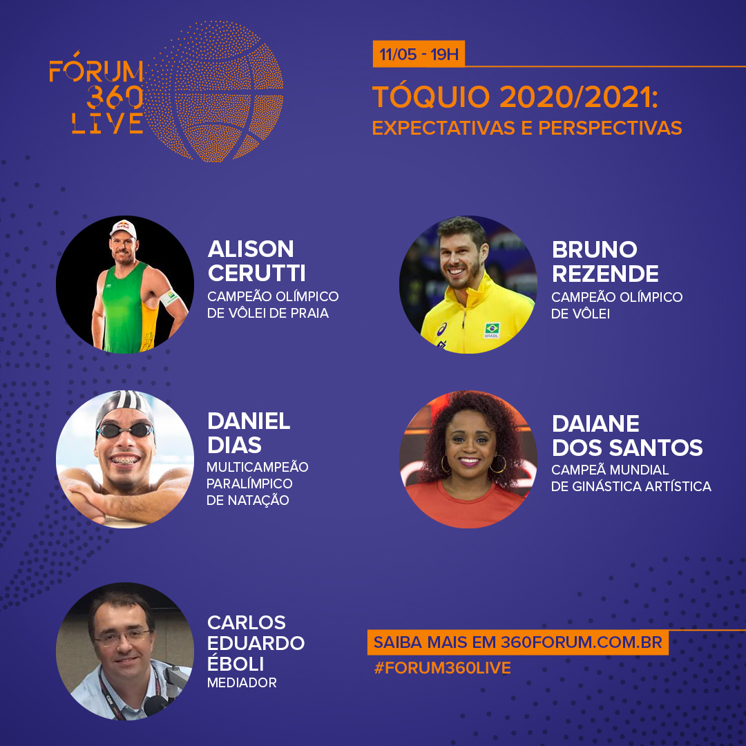 'Fórum 360 Live' vai falar sobre Jogos de Tóquio com Bruninho, Alison, Daniel Dias e Daiane dos Santos