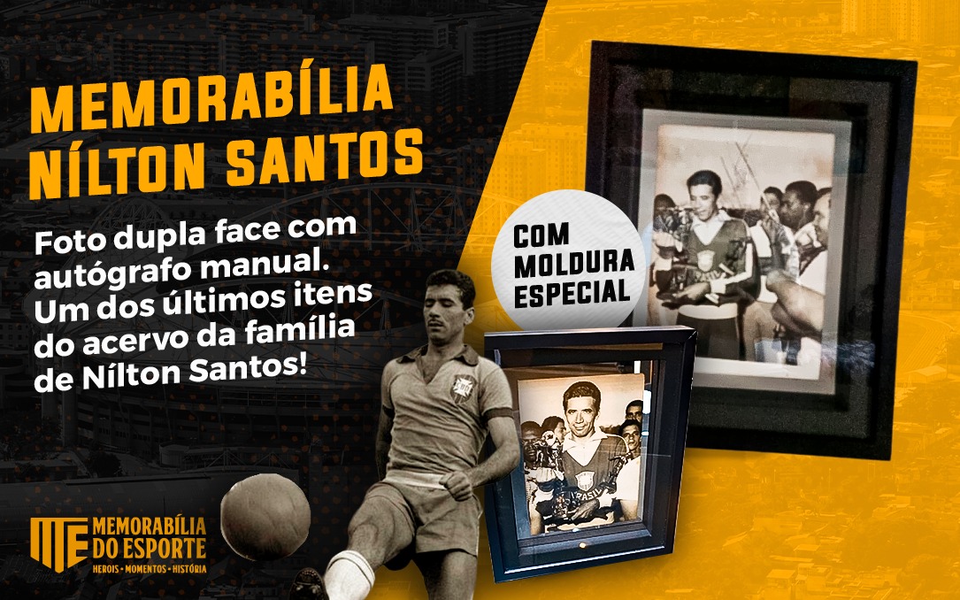 Memorabília do Esporte anuncia venda de fotos inéditas com autógrafo manual de Nílton Santos