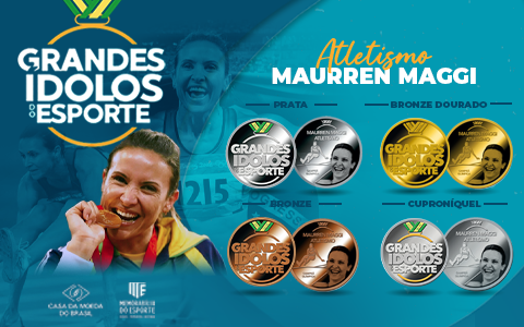 Campeã olímpica em Pequim-2008, Maurren Maggi é homenageada em séries de medalhas da coleção 'Grandes Ídolos do Esporte'